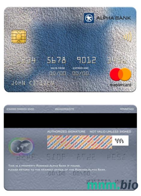 Romania Alpha Bank przykład karty mastercard w formacie PSD